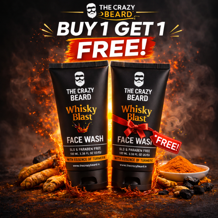 The Crazy Beard Whisky Blast Face Wash for Men – Deep Cleansing & Oil Control | (Buy 1 Get 1 Free)