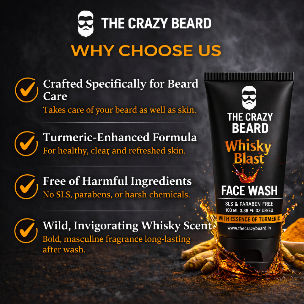 The Crazy Beard Whisky Blast Face Wash for Men – Deep Cleansing & Oil Control | (Buy 1 Get 1 Free)