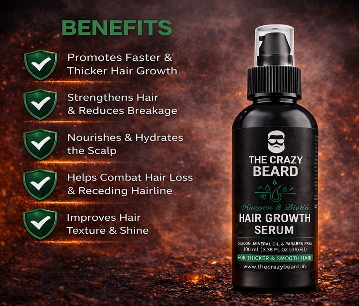 The Crazy Beard Hair Growth Serum for Men – Reduces Hair Fall & Boosts Regrowth | (Buy 1 Get 1 Free)