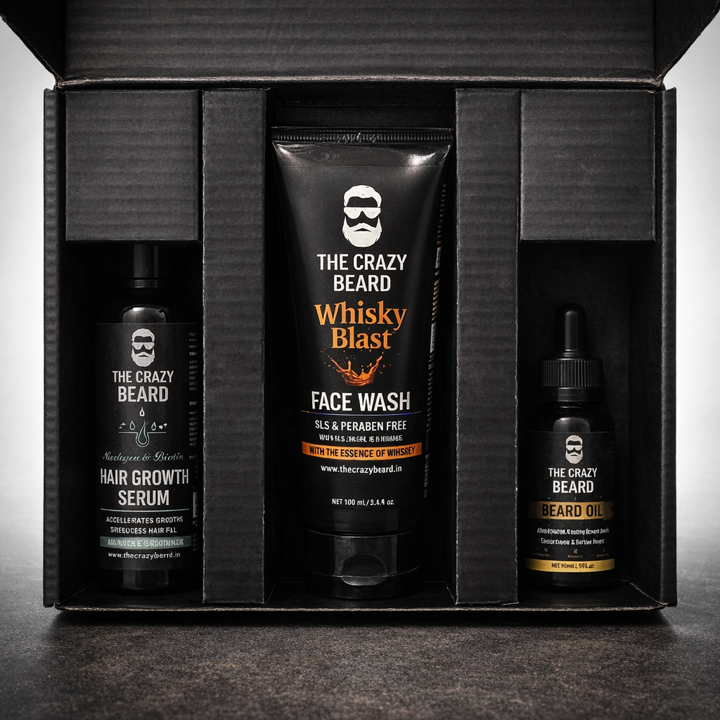 The Crazy Beard Men’s Grooming Gift Box – Beard & Skincare Combo Kit | (Buy 1 Get 1 Free)